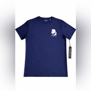 Karl Lagerfeld Men's Navy Blue Short Sleeve Tee